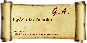 Györke Aranka névjegykártya